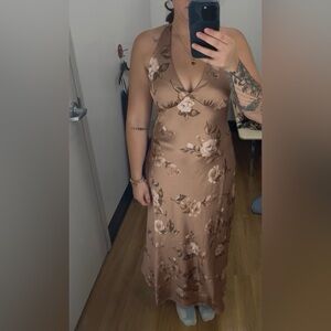 Elegant Floral Satin Dress